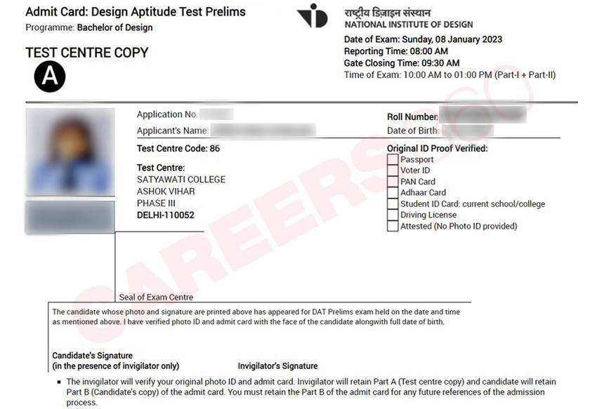 nid dat admit card