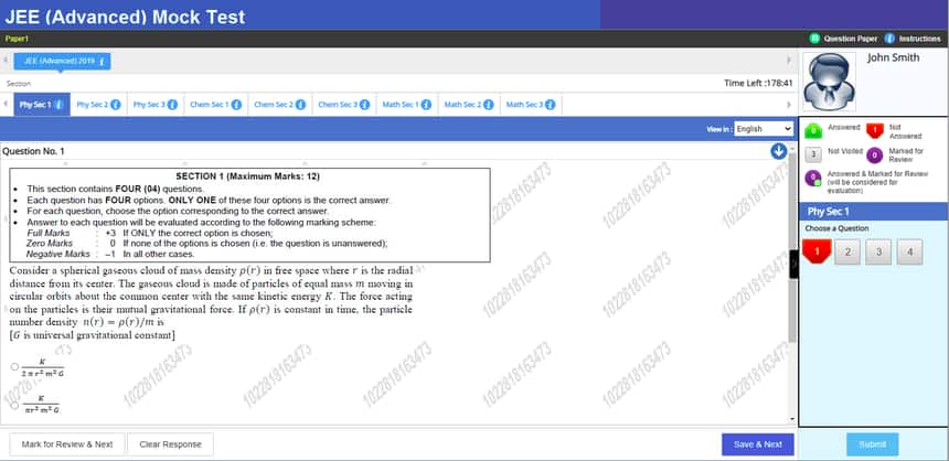 JEE Advanced Mock Test Window