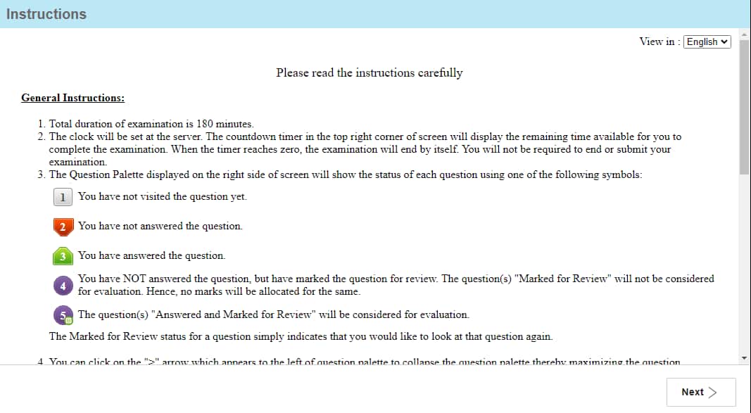 IAT Mock test instructions