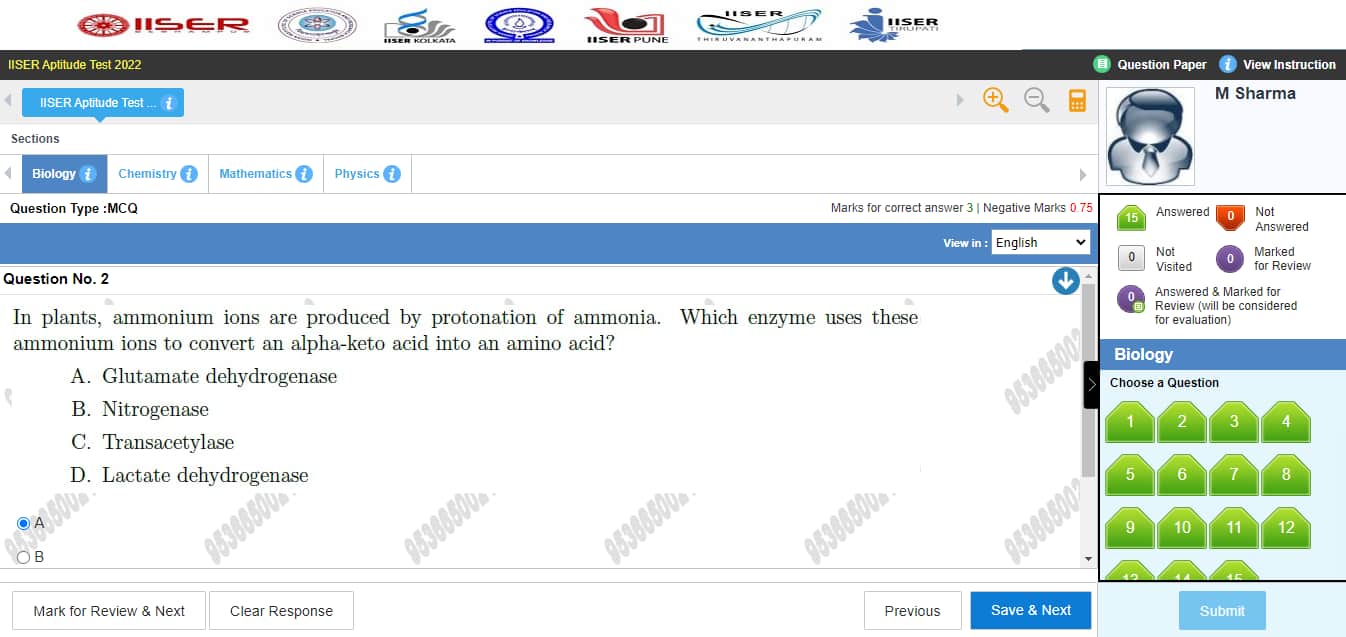 IAT Mock test answer submit