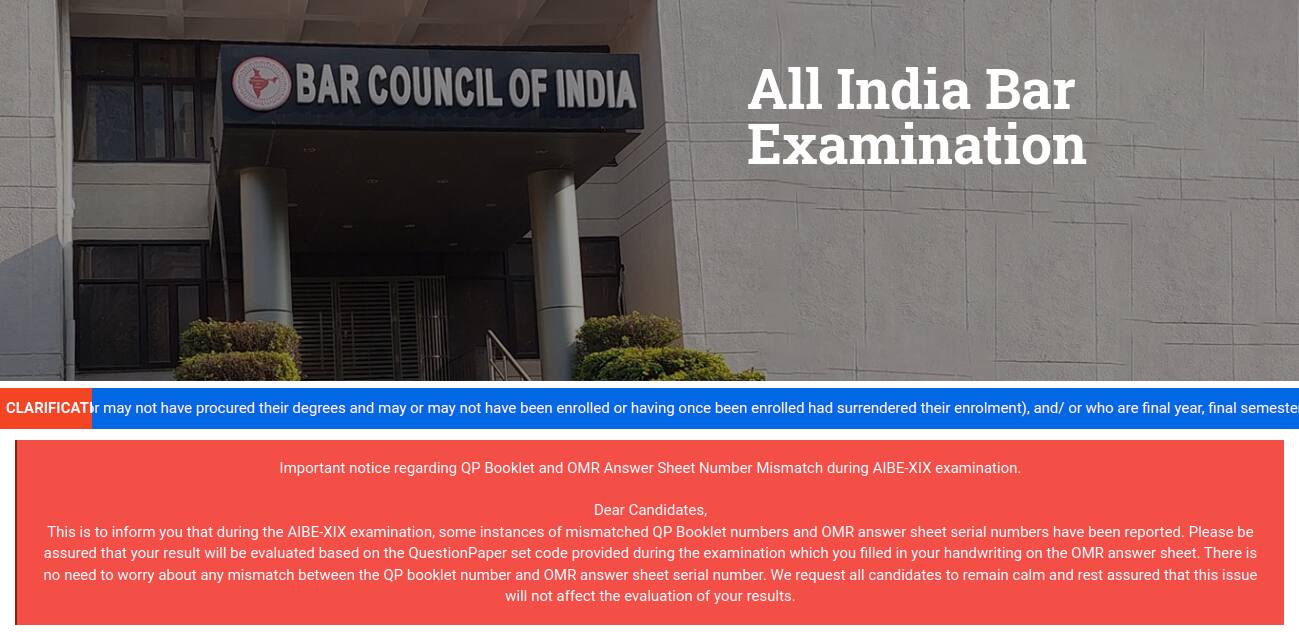 BCI Issues Clarification for QP Booklet and OMR Answer Sheet Number Mismatch in Exam