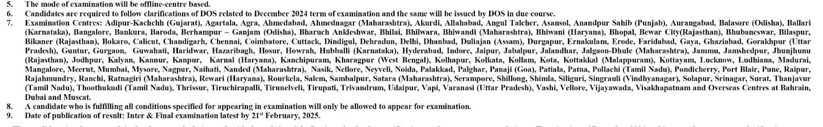 CMA Inter Result Date Notification Dec 2024