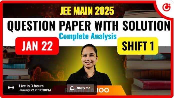 JEE Main 2025 january 22 shift-1 question paper with solution and analysis for each subject - physics, chemistry and maths - on youtube today. 