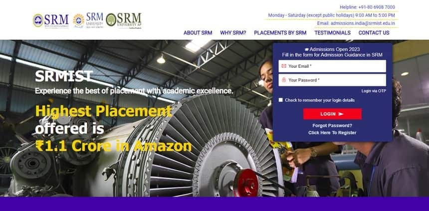 SRMJEEE Forgot Password Portal