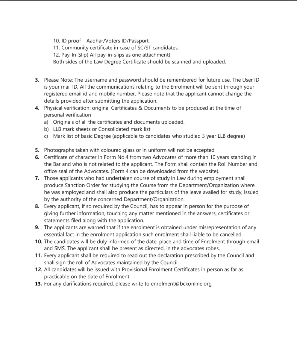 Guidelines for the enrolment with Bar Council of Kerala - Image 2