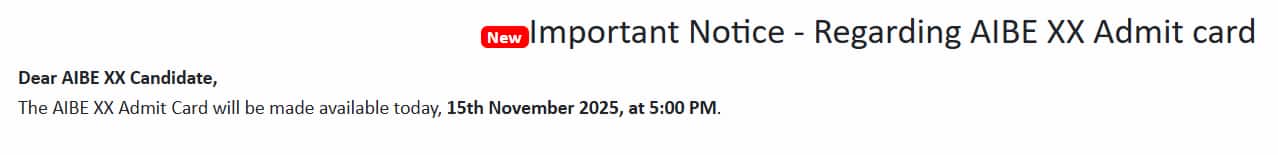 The AIBE 20 2025 is scheduled for November 30. 