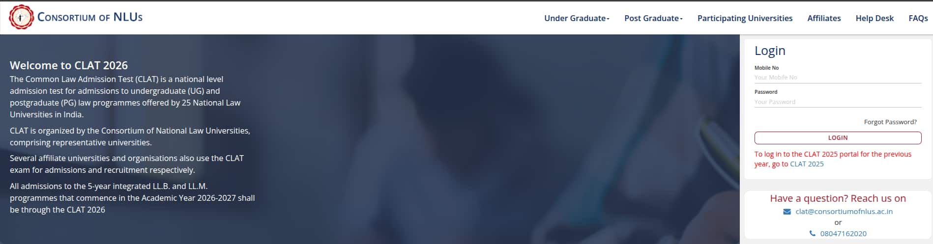 CLAT 2026 admit card login window