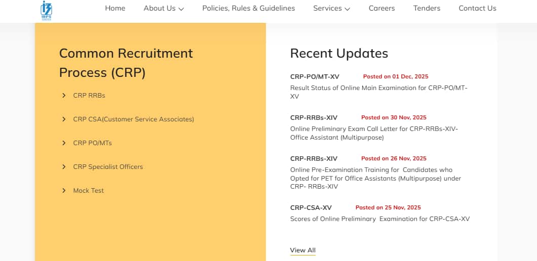 IBPS PO Mains Result 2025 Website
