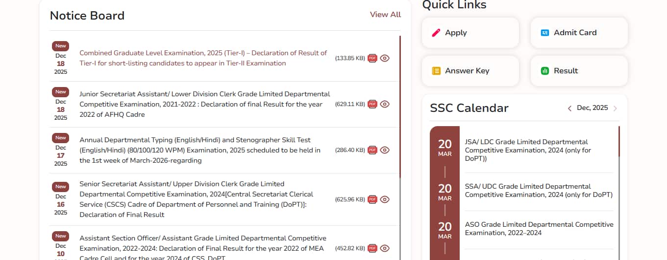 SSC CGL 2025 Official Website