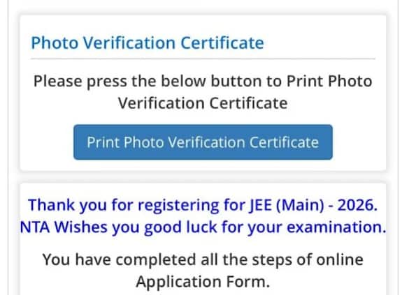 Window for JEE Main Photo Verification Link 2026