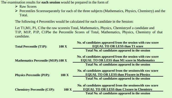 JEE Main percentile calculation