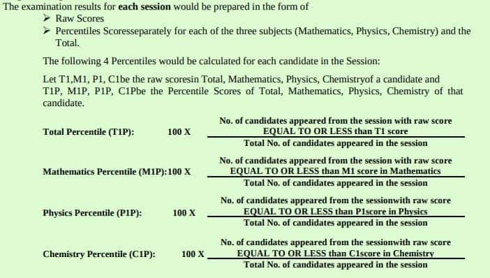 JEE Main percentile calculation