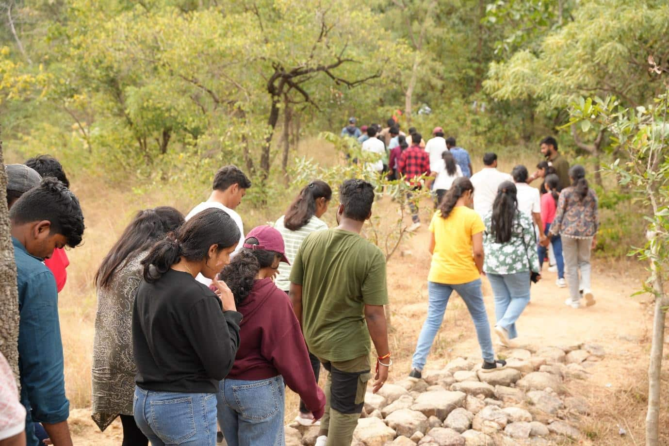 A group of people walking on a path

AI-generated content may be incorrect.