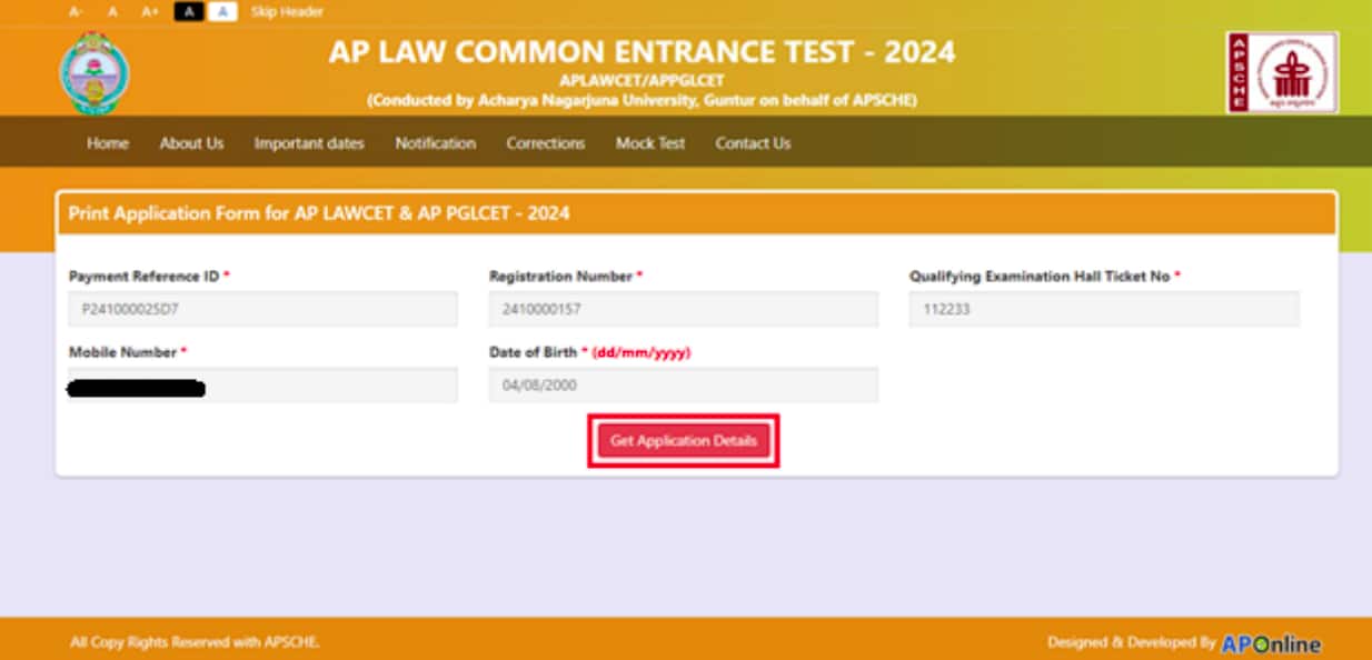 Step 4: Print AP PGLCET Application Form 2025  (Only After Submitting Application Form)