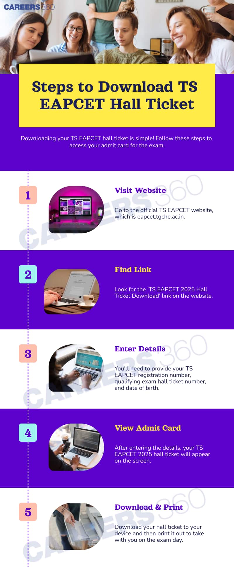 Steps to Download TS Eapcet Hall Ticket