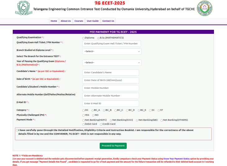TS ECET 2025 application form 