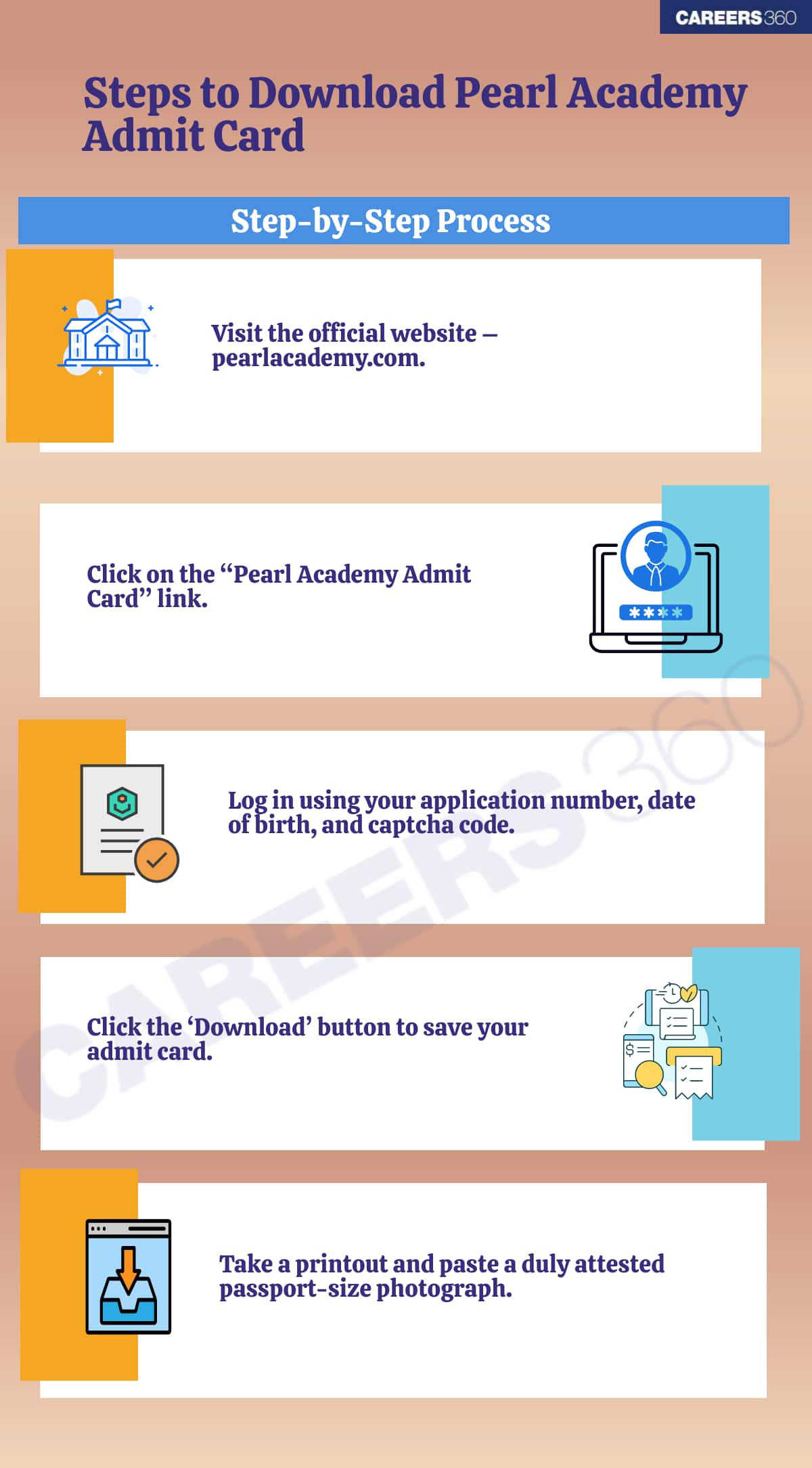 steps to download pearl academy admit card