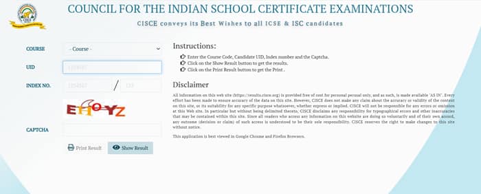 results.cisce.org and cisce.org hosting CISCE result 2025