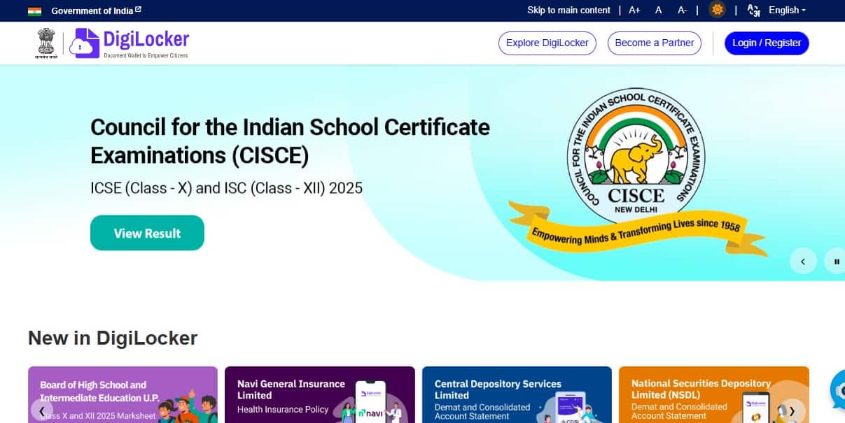 ICSE 10th result 2025 on DigiLocker shortly