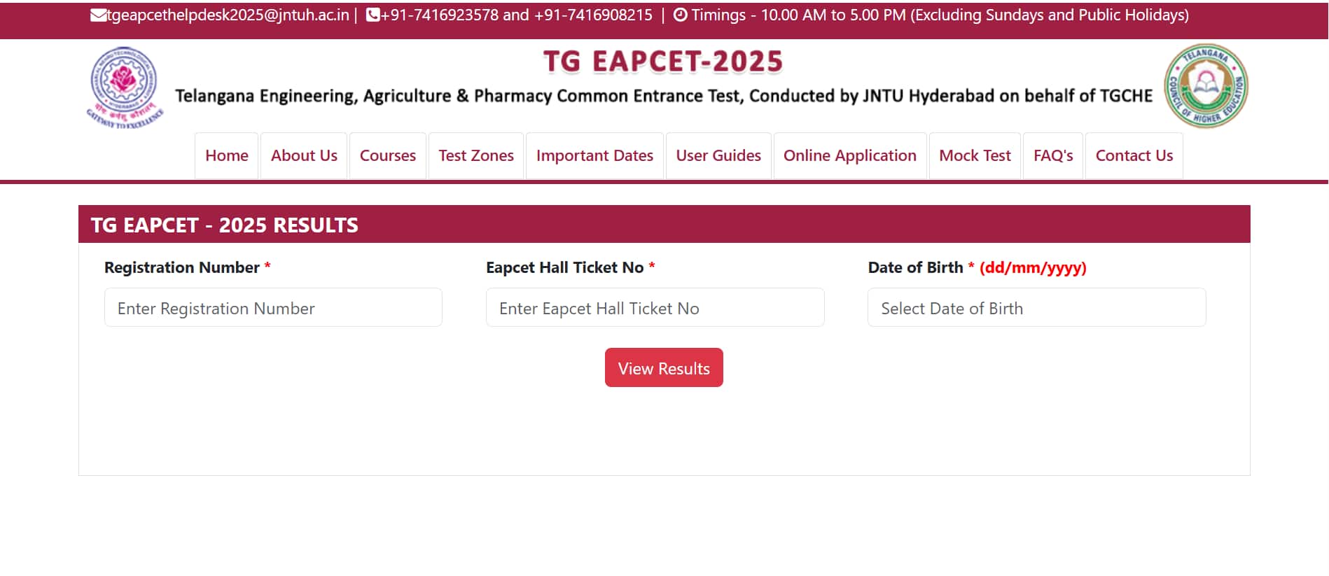 TS EAMCET results 2025 at eapcet.tgche.ac.in