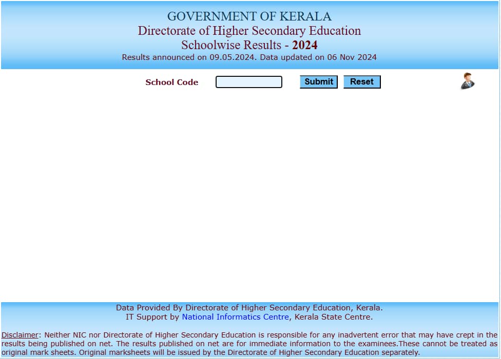 Sample Image of Kerala Plus 2 Results 2025 School-Wise