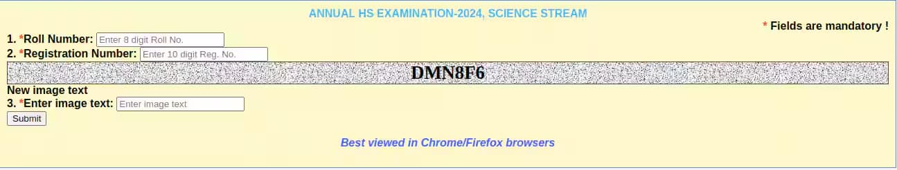 ample Image of CHSE Odisha Result Window
