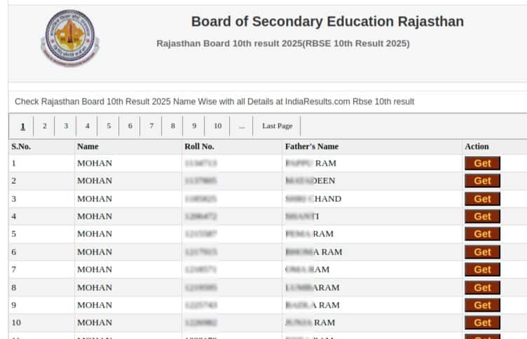 rbse-10th-name-wise-result-2025