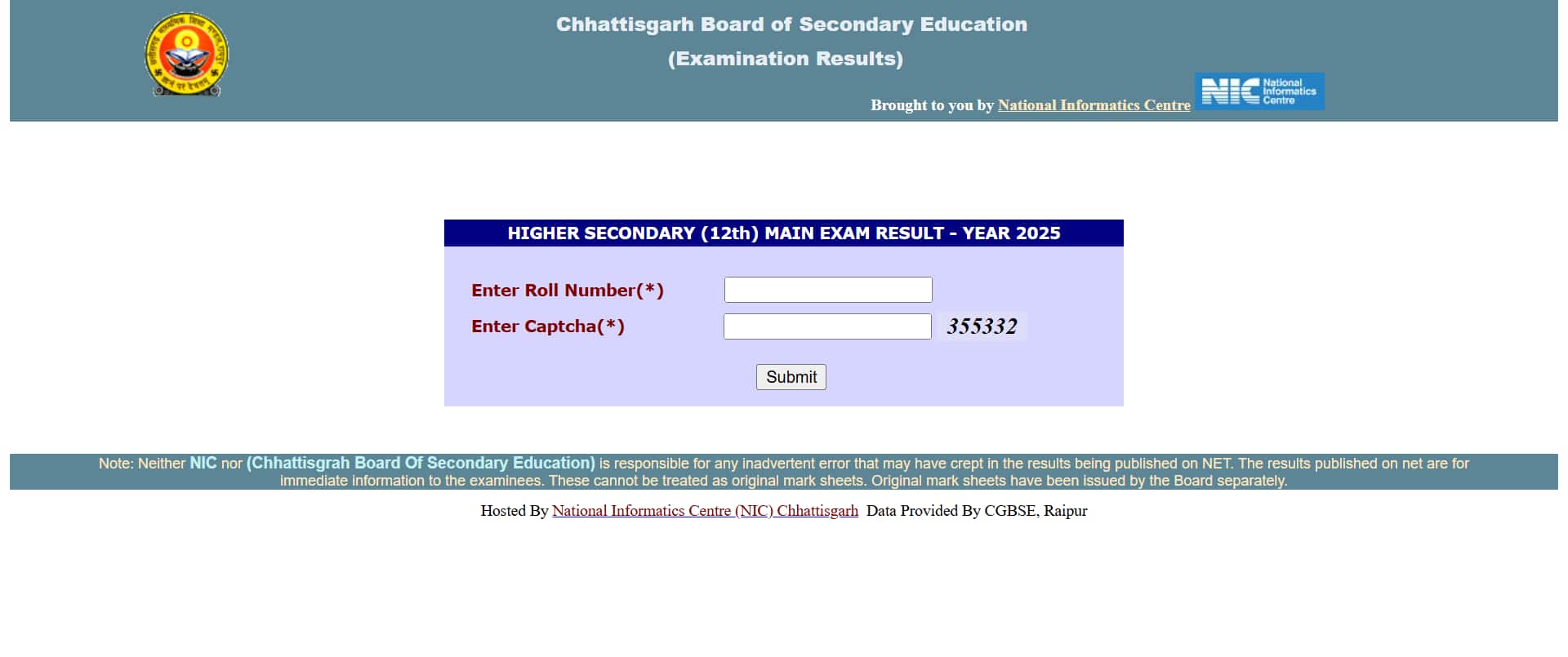 CGBSE 12th result 2025 at cgbse.nic.in