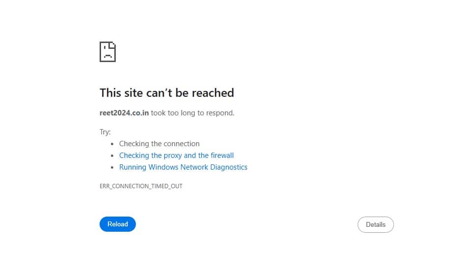 reet2024.co.in result website can't be reached right now