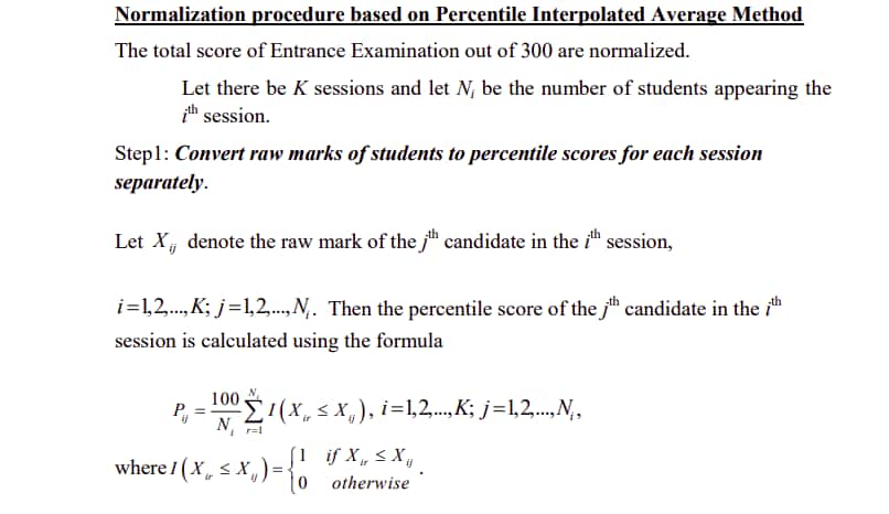 KEAM Percentile Calculation method