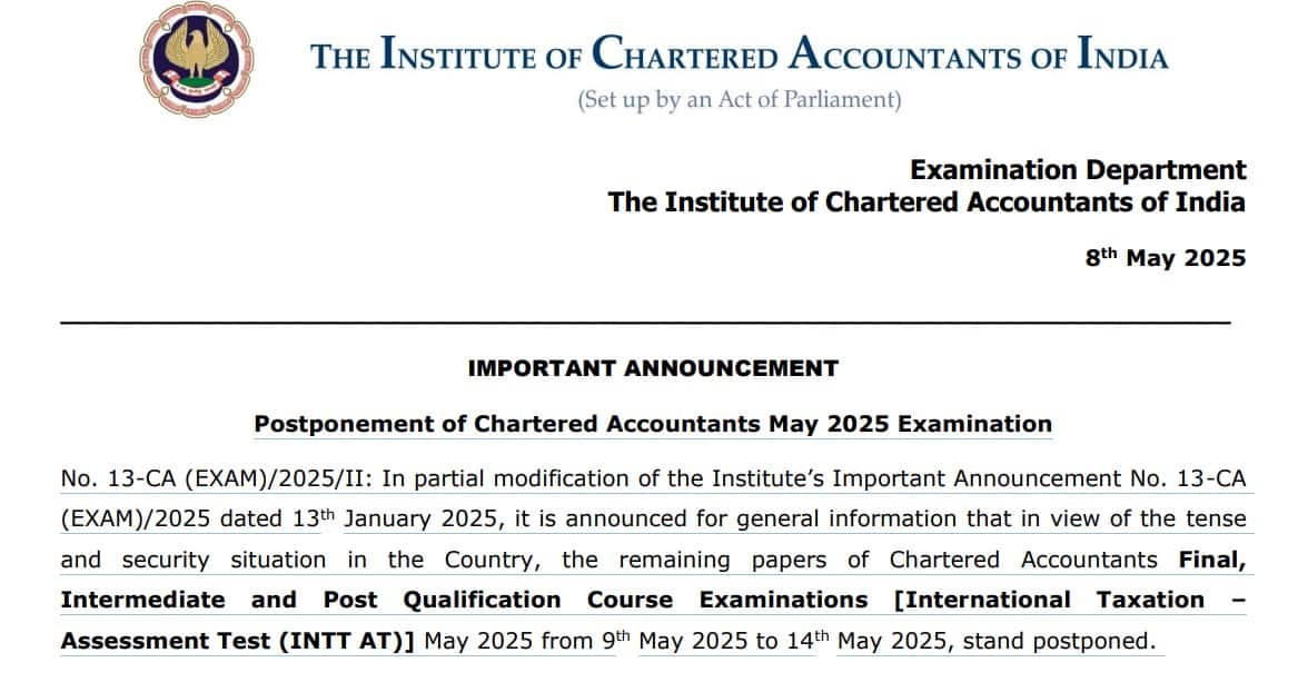 Icai, icai ca exams postponed, icai exam, ca exam, icai exams postponed, ca exams postponed, ca exams, icai news