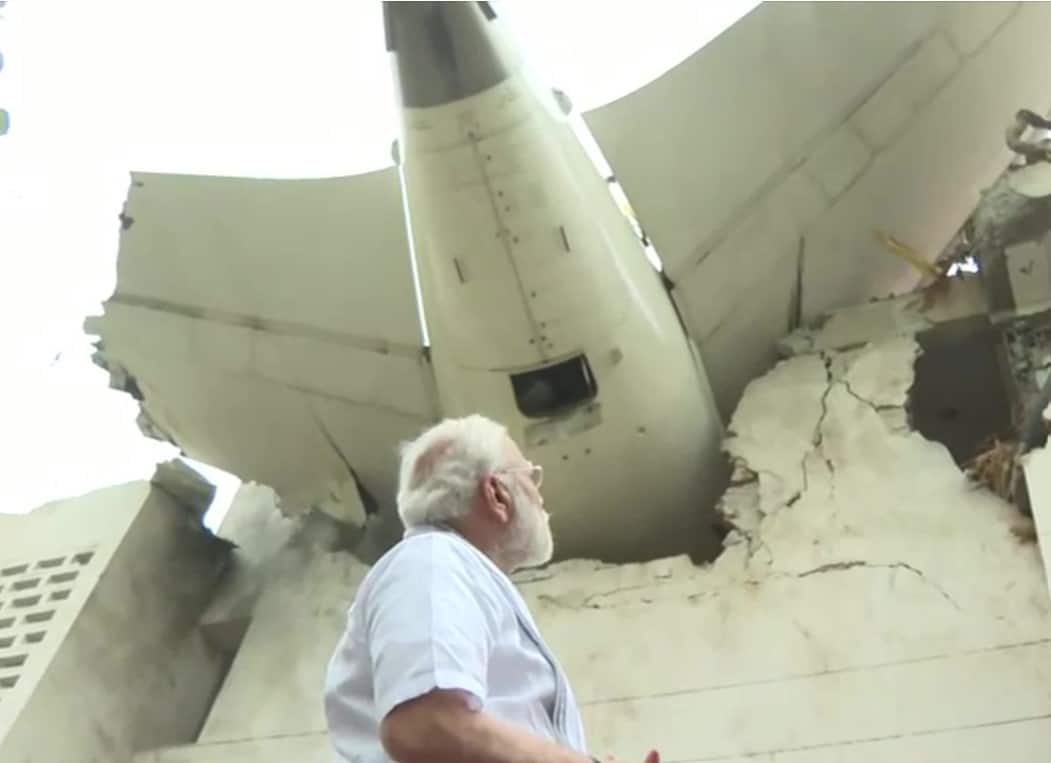 PM Narendra Modi visits Ahmedabad plane crash site near BJ Medical College, where at least 75 lost lives. 