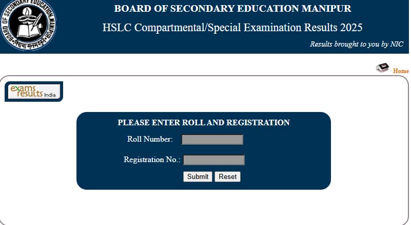 Manipur HSLC Compartmental Result 2025