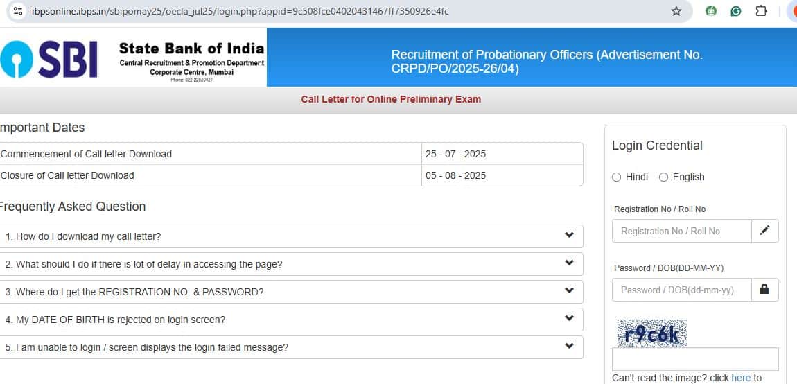  SBI PO prelims admit card 2025 out