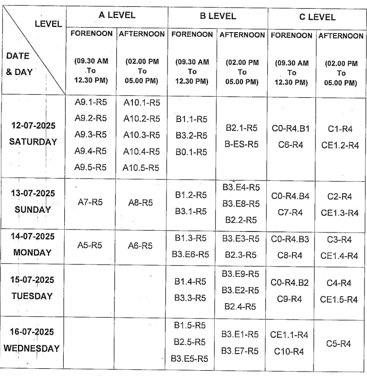 NIELIT July Exam Date Sheet 2025: A/B/C Level Exam