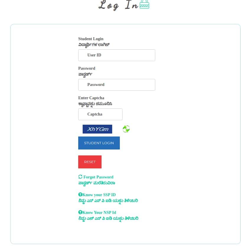 SSP Post Matric Scholarship Application Portal Window