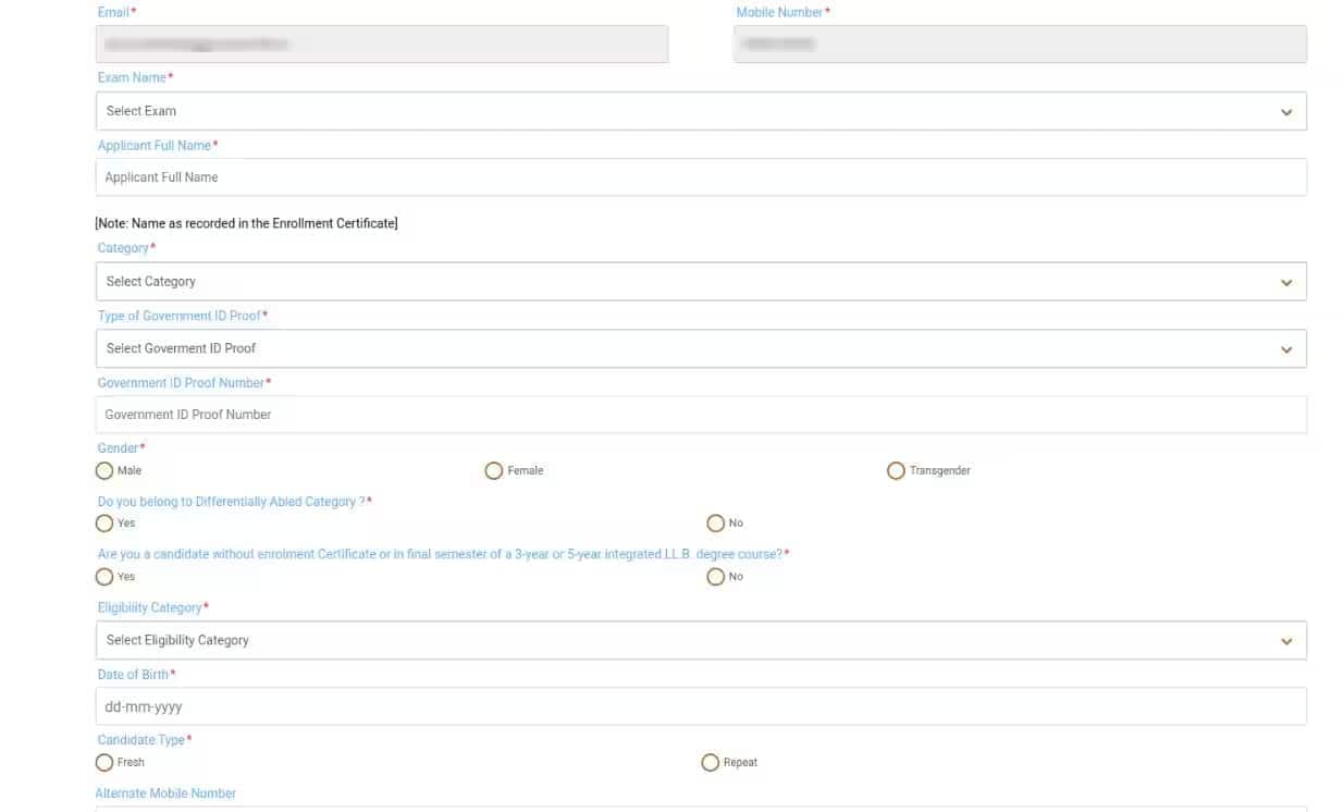 Fill out the AIBE application form