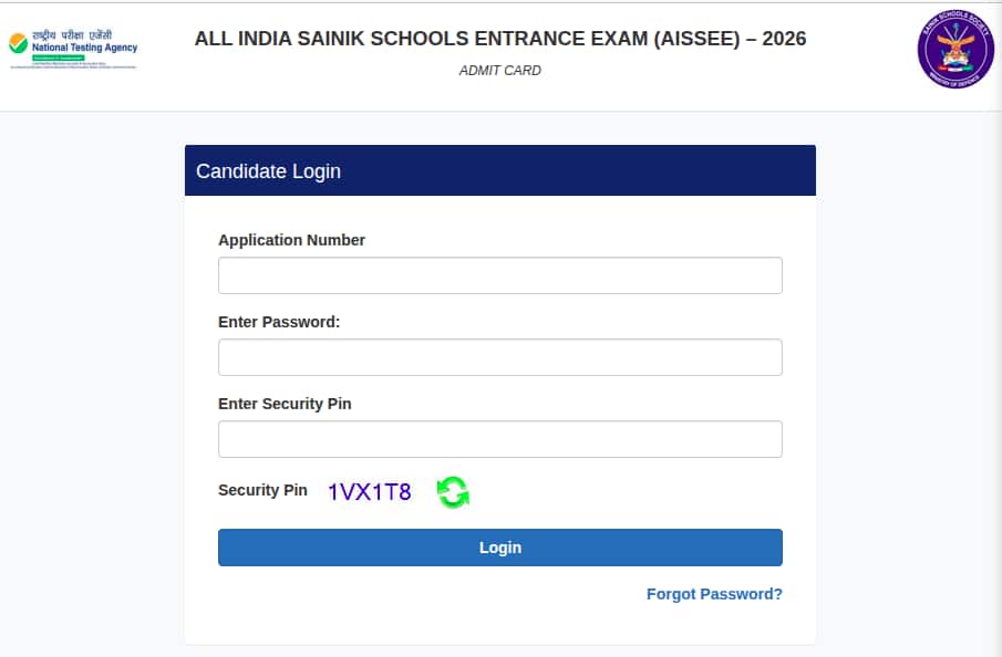 Sainik School Admit Card 2026