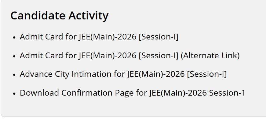 JEE Mains 2026 admit card download link not working. 