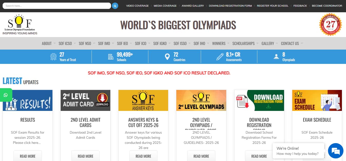 SOF Admit Card 2025-26