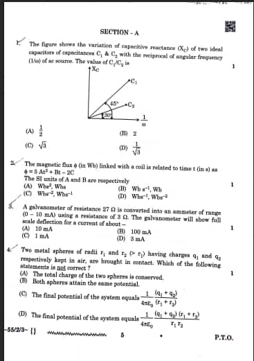 CBSE Class 12 Physics Question Paper 2026 