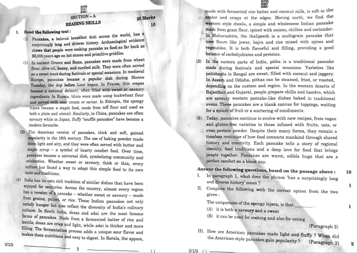 CBSE Class 10 English Question Paper 2026