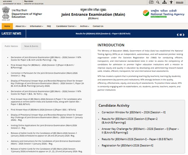 JEE Mains 2026 Session 2 Correction Window
