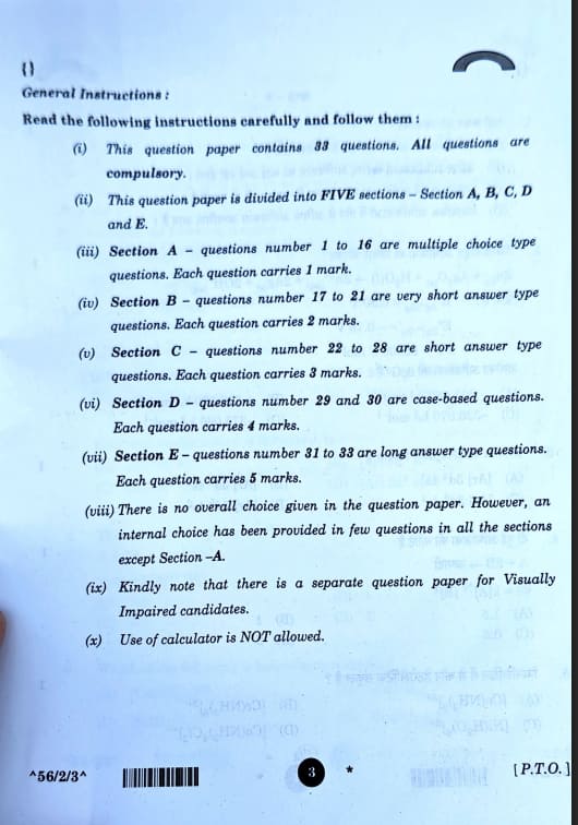 CBSE Class 12 Chemistry Question Paper 2026 Set 3
