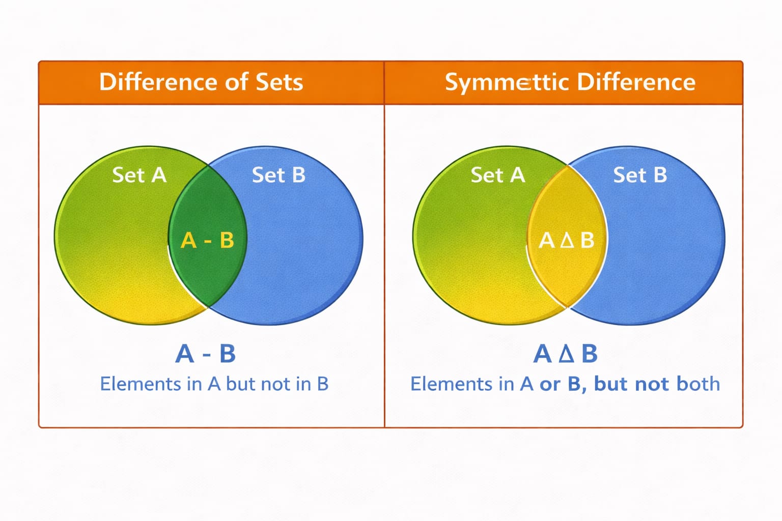 Difference and Symmetric Difference Formula