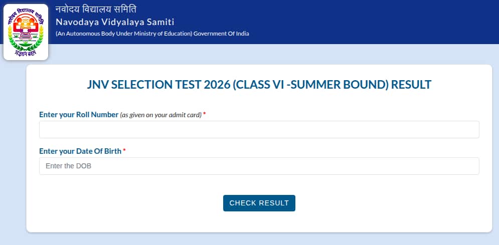 JNV selection test result class 6