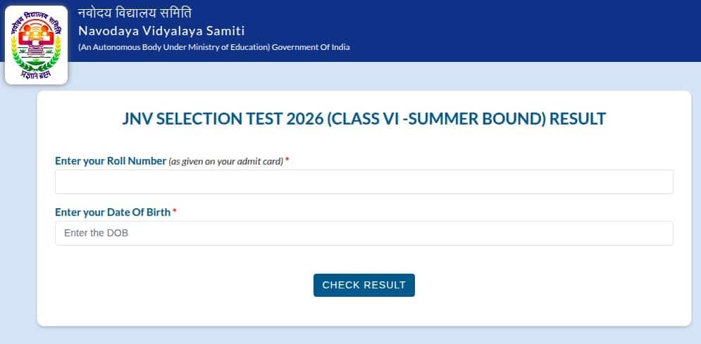 JNV selection test result class 6