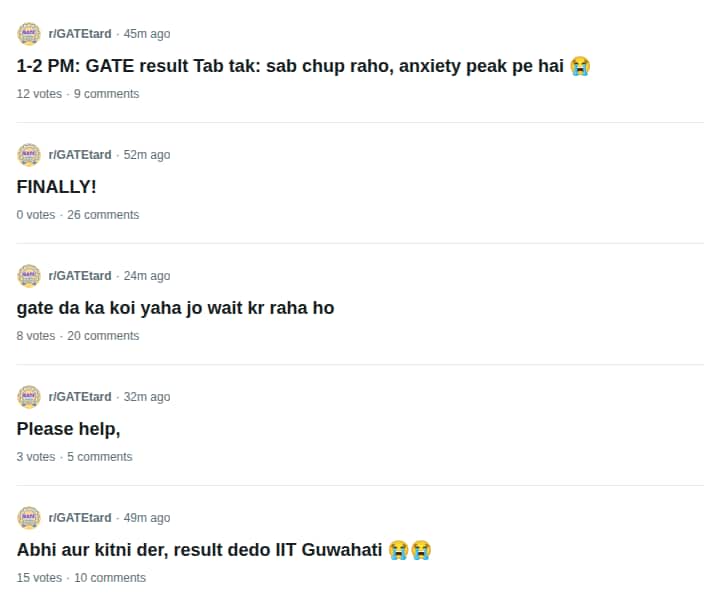 GATE reddit reactions