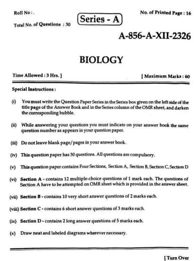 HP Board 12th Biology Question Paper 2026