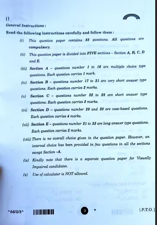 CBSE Class 12 Chemistry Question Paper 2026